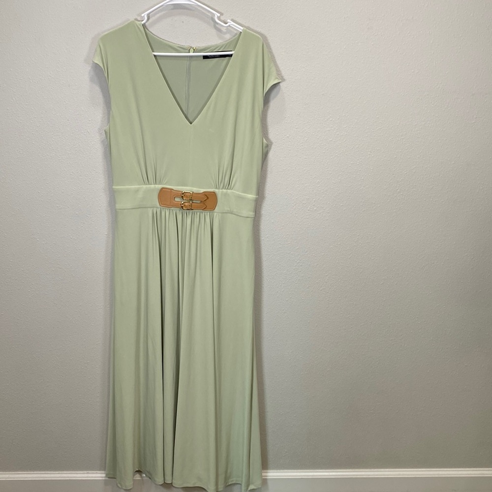 Ralph Lauren black label dress light green sleeveless midi